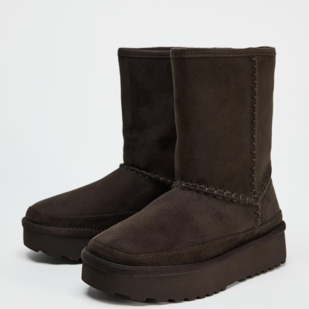 - Zara platform Dark Brown Winter Boots